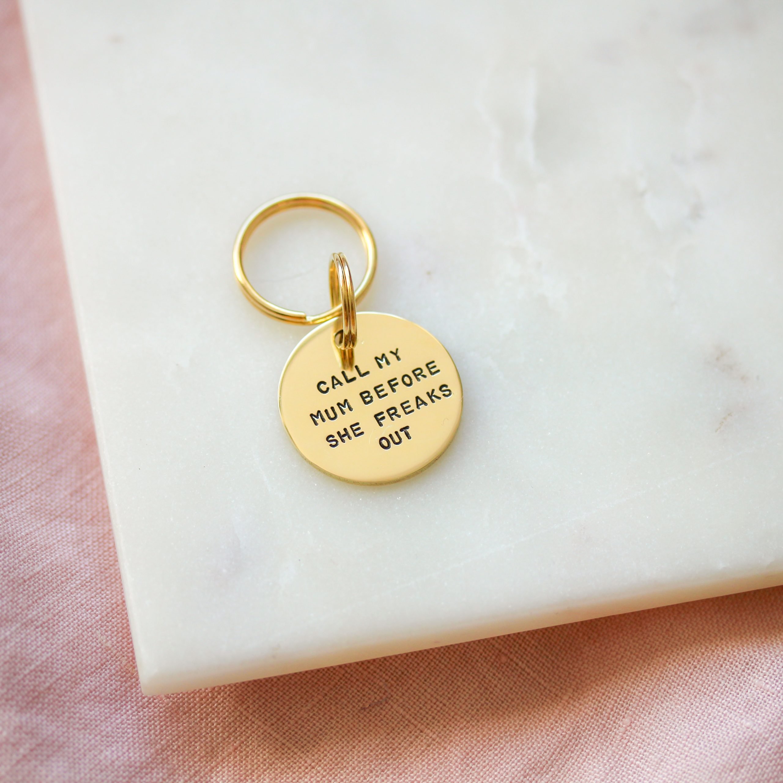 ID Tag - Call my mum before she freaks out - Hand Stamped Brass Dog Tag - Image 11