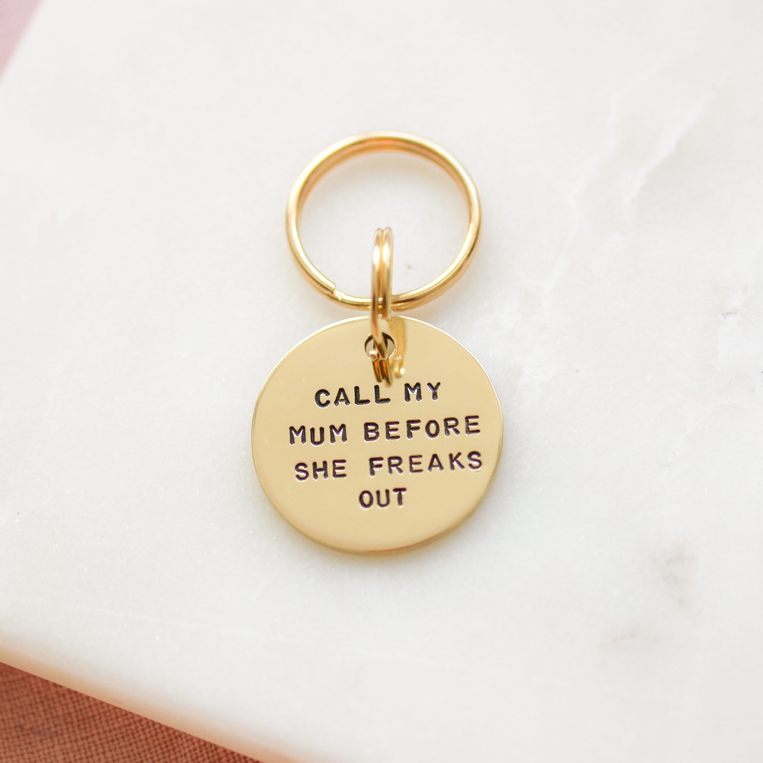 ID Tag - Call my mum before she freaks out - Hand Stamped Brass Dog Tag - Image 10