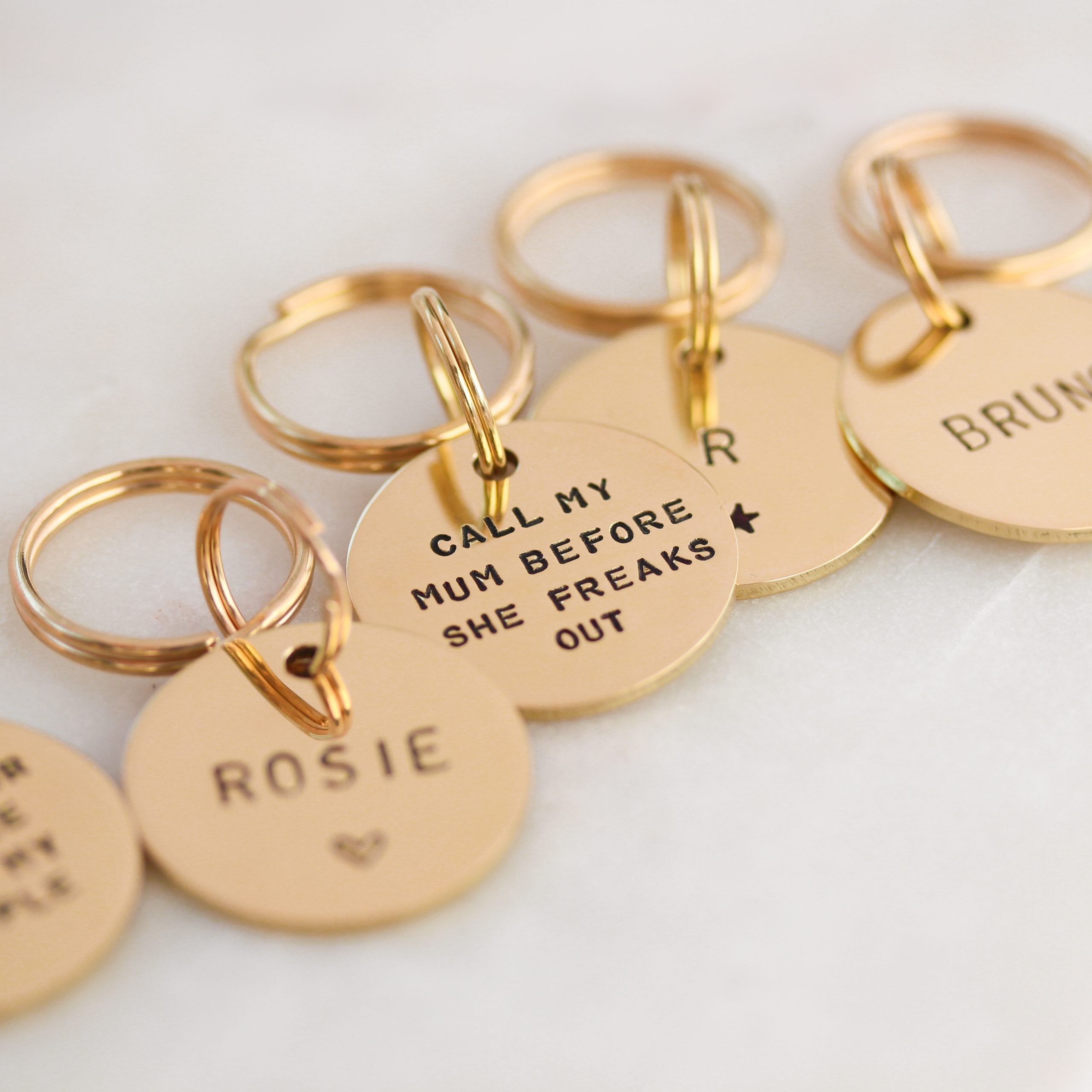 ID Tag - Call my mum before she freaks out - Hand Stamped Brass Dog Tag - Image 9
