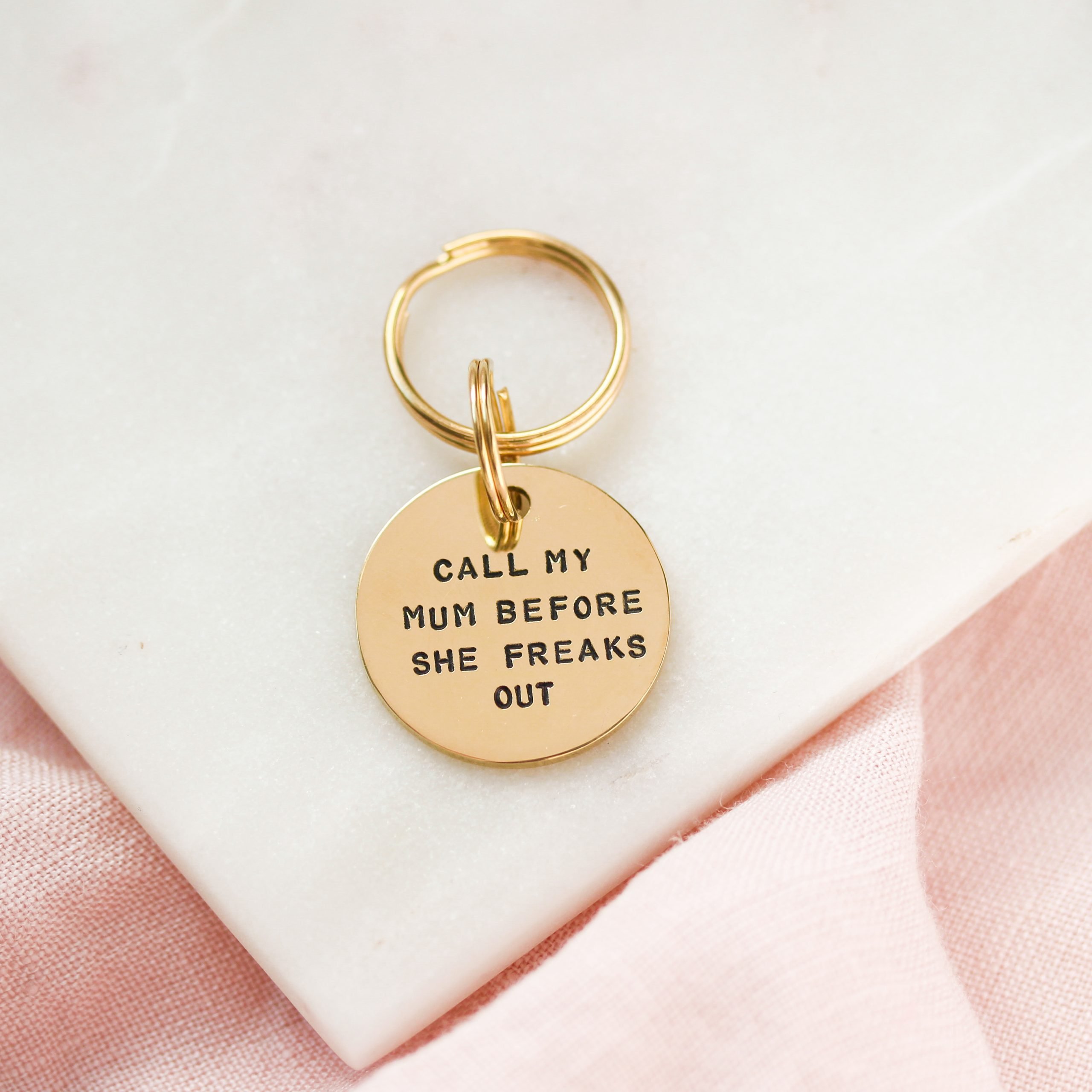 ID Tag - Call my mum before she freaks out - Hand Stamped Brass Dog Tag - Image 7