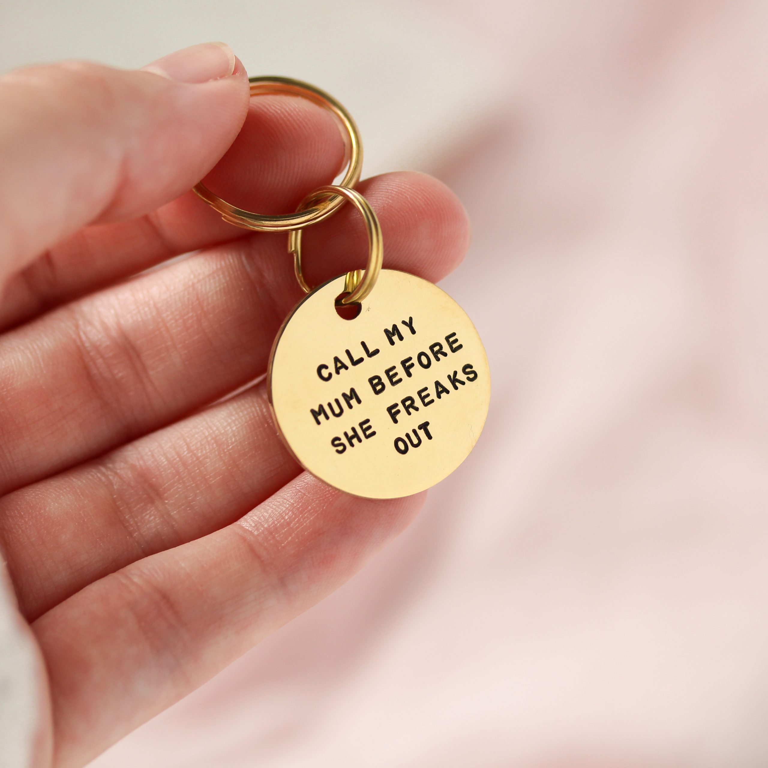 ID Tag - Call my mum before she freaks out - Hand Stamped Brass Dog Tag - Image 6