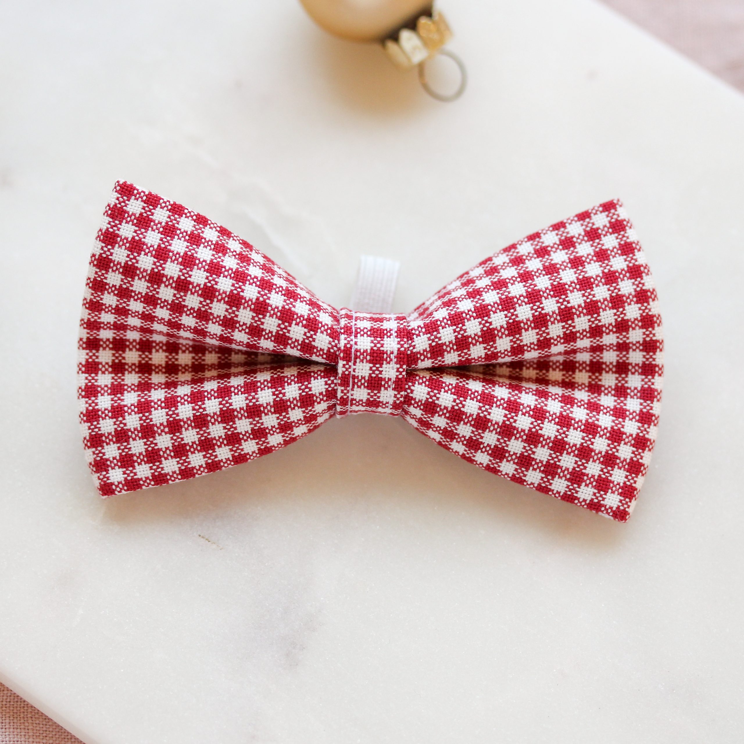 Red Gingham Festive Pet Bow Tie