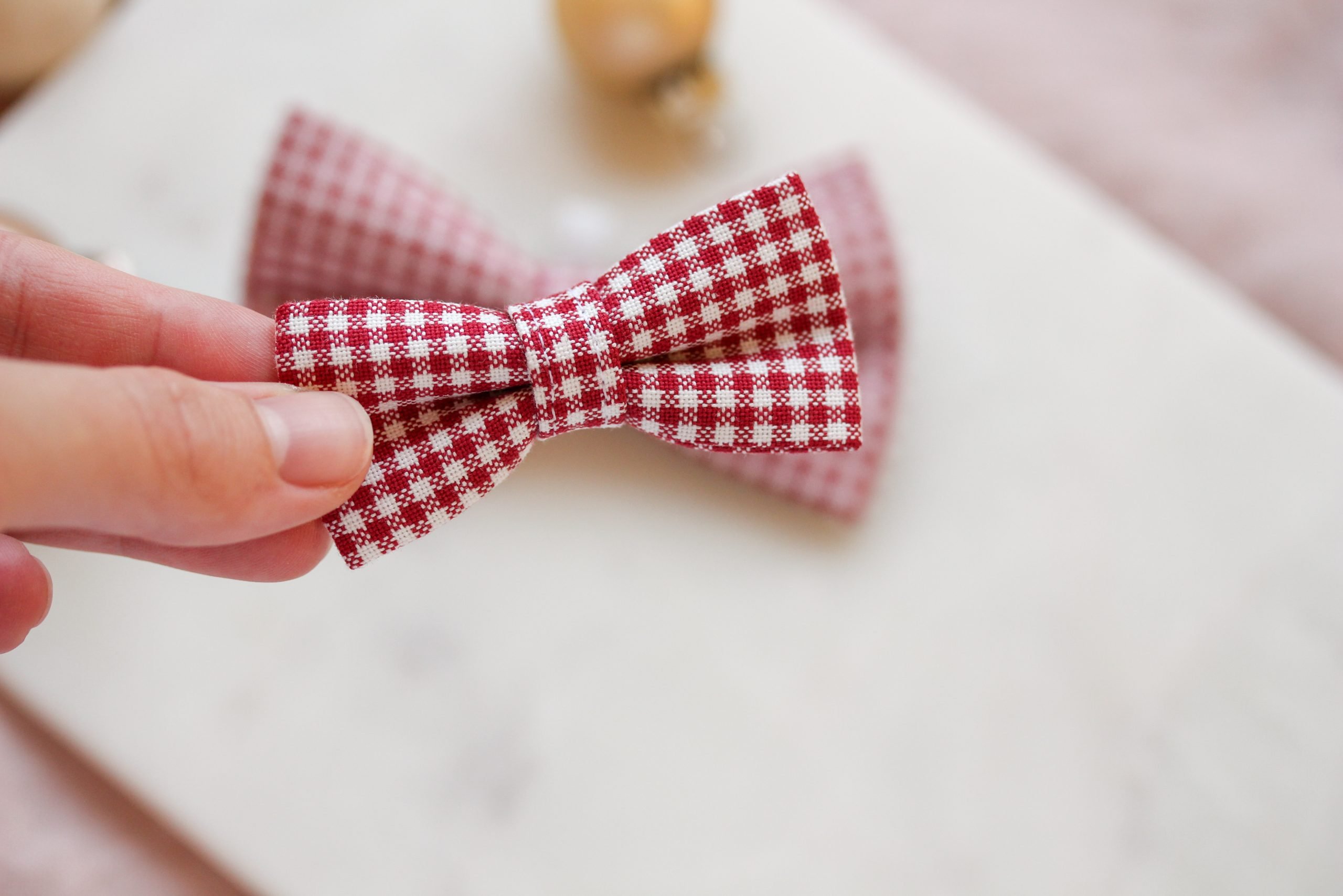Red Gingham Festive Pet Bow Tie - Image 4
